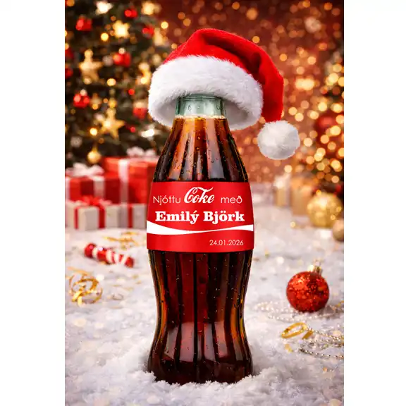 Coca-Cola límmiðar + Jólahúfa