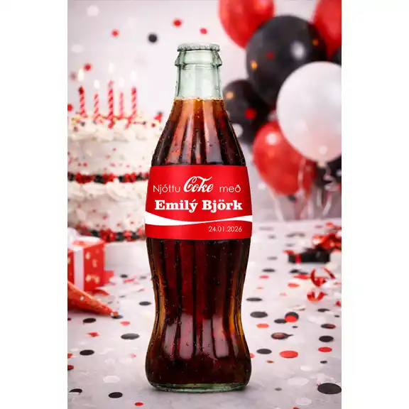 Coke í gleri límmiðar