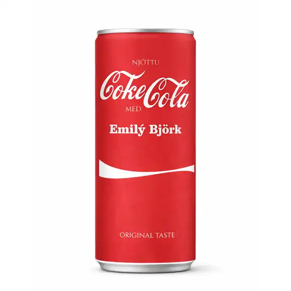 Límmiðar á langar dósir