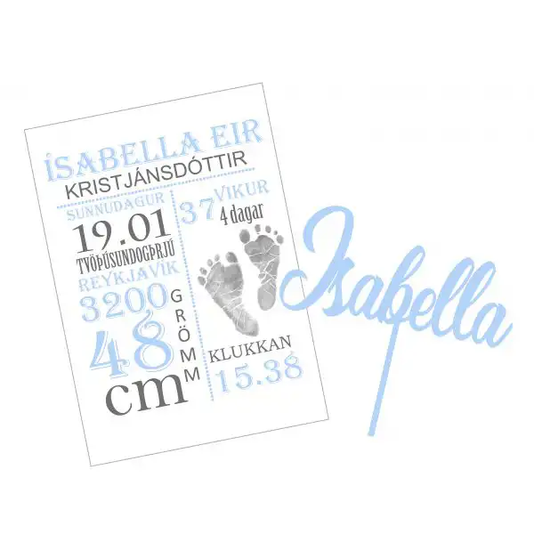 Tilboð – Fæðingarplakat + kökutoppur